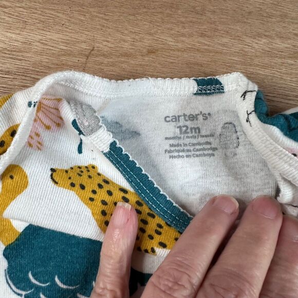 Carter’s 12M Long Sleeve Bodysuit Safari Animal Print Koala Gator Leopard - Picture 4 of 4